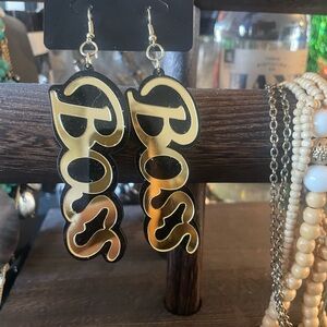 Akira Gold and Black 'Boss' Earrings